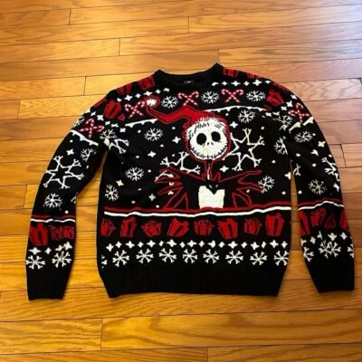 Suéter masculino Disney The Nightmare Before Christmas XL preto manga comprida tripulação - Imagem 1 de 4