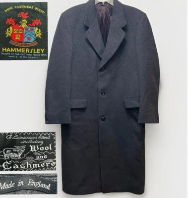 Hammersley Cashmere Wool Overcoat 46R Gray Bespoke Tailored Top Coat England - Image 1 of 4