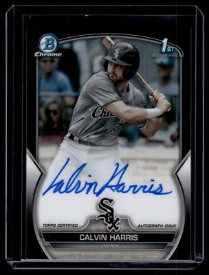 Calvin Harris 2023 Bowman Draft Chrome Black Refractor Auto Card /75 #CDA-CHA - Image 1 of 2