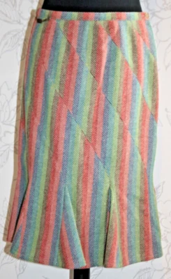Falda SONIA RYKIEL 100 % Lana *Espiga Tweed Trompeta Rojo/Verde/Azul FR38/W29" Foto 1 de 4