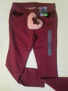 *My favorite knit denim girls jeans size 6/6x magenta with flip sequins - Picture 1 of 6
