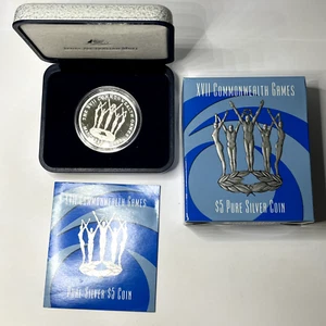 2002 Silver Five Dollar $5 Coin - XVII Commonwealth Games - RAM Case - Picture 1 of 3