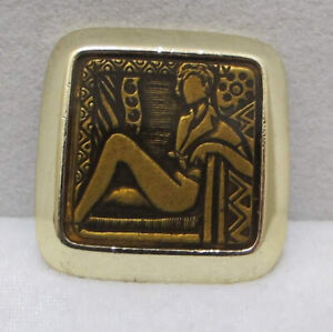 Chic Stylized Long-Legged Individual All-Gender Square Gold Tone Copper Brooch