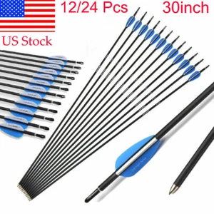 30 inch Archery Carbon Arrows 6.0mm for Compound Recurve Bow Target Hunting US - Picture 1 of 12