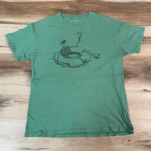 American Eagle Shirt Mens Small Green Crewneck Short Sleeve Cotton Tee Skeleton - Picture 1 of 11