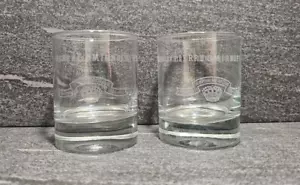 Pair of Pierre Smirnoff Vodka Branded Etched Transparent Short Tumbler Glasses - Picture 1 of 5