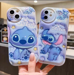 Soft Lilo Stitch 3D Wave Silicone Phone Case For iPhone 15 14 13 12 11 Cover US# - Picture 1 of 15