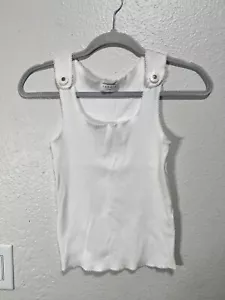 Camiseta sin mangas SANDRO Arsene tejido acanalado adornado con botones blanca talla 1 S - Imagen 1 de 8