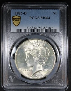 1926-D Peace Dollar graded MS64 by PCGS Clean Cheek Strong Luster Great Strike - Picture 1 of 4