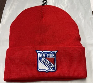 New York RANGERS LINED winter hat RED cuffed Beanie cap - Picture 1 of 2