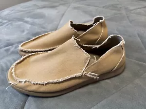 Crocs Santa Cruz tan khaki canvas loafers men's 13 - Picture 1 of 9