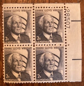 Block of 4 Frank Lloyd Wright U.S. Stamps - Picture 1 of 1