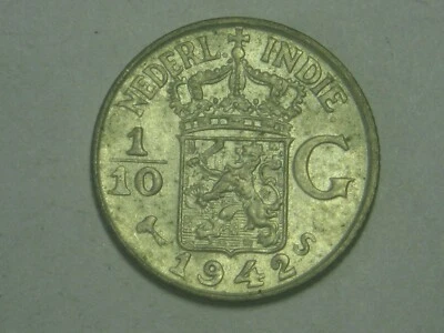 Netherlands East Indies 1/10 Gulden, 1942 / silver/ - Image 1 of 2