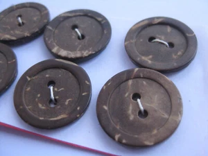 20mm Med Nice Classic Coconut Shell Dark Brown Raised Edge Sewing Buttons Set6 - Picture 1 of 6