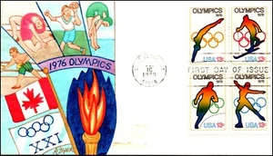 Scott 1698a 13 Cents 1976 Olympics Ralph Dyer Hand Painted FDC - Picture 1 of 2