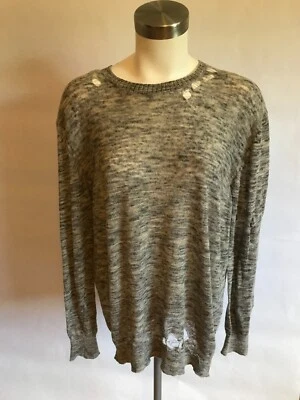IRO Gray Distressed Crew Neck Pullover Sweater, Size XS - Image 1 of 4