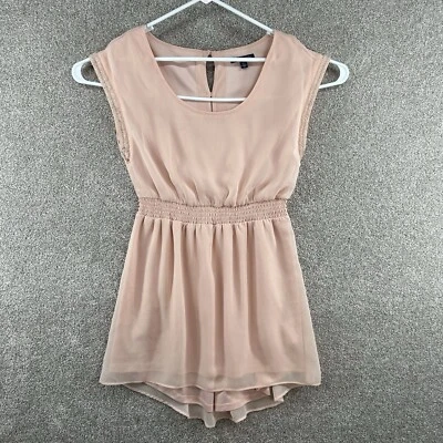 Vestido para mujer American Eagle talla pequeña rosa sin mangas plisado Foto 1 de 4