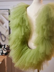 Women Fairy Ruffles Mesh Shawls Detachable Gown Party Dress Shrug Accessories - Picture 1 of 6