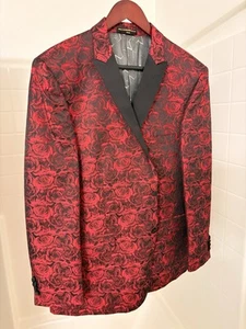 Versace Italia Red stretch Polyester Nylon sport coat 2-button suit jacket 46R - Picture 1 of 3