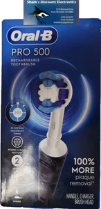 Oral-B Pro 500 Black Rechargeable Toothbrush 2 Modes 30 Second Quadrant Timer - Picture 1 of 3