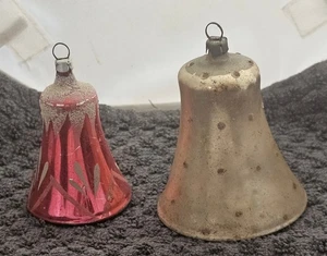 2 Vintage Weihnachtsglocken aus mundgeblasenem Quecksilber Glas Ornamente - Bild 1 von 5