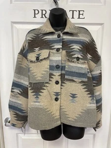 Blaue Buttercup Azteken L Boho Azteken Jacke schön @@ - Bild 1 von 6