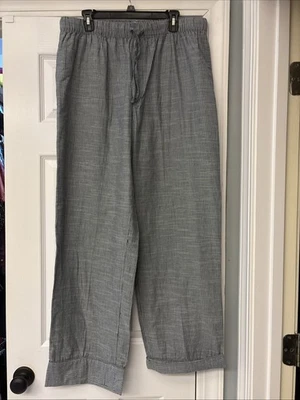 Levis Strauss & Co Gray & White Striped Chambray Pants. Sz L. Elastic Waist - Image 1 of 4