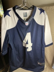 Dallas Cowboys Football Jersey Mens Large Blue NFL Football Dak Prescott #4 Nike - Picture 1 of 8