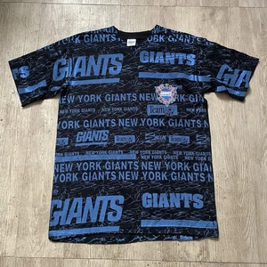 T-shirt 1991 vintage NEW YORK GIANTS Salem AOP stampa all over USA NOS anni 90 taglia L - Foto 1 di 7