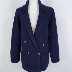 Tricots St Raphael Men's Vintage 100% Wool Double Breasted Cardigan Medium Navy - Picture 1 of 15