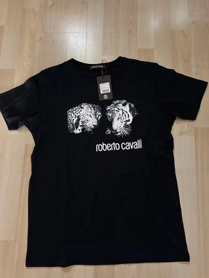 NUEVO CON ETIQUETAS 100% Auténtica Camiseta Roberto Cavalli Para Hombre Manga Corta Pequeña Leopardo Foto 1 de 4