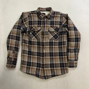 O’Neill  Sherpa Lined Flannel Shirt Jacket Shacket Men’s Medium Brown Blue Plaid - Picture 1 of 7