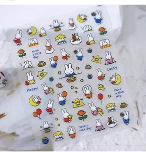 Nail Art Stickers NEW ! CHARACTER MIFFY THE RABBIT EMBOSSED STICKERS CF-633 - Picture 1 of 1