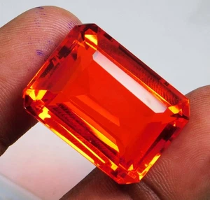 AAA Quality 48 Ct Natural Mexican Fire Opal Emerald "Certified" Top Gemstone - Picture 1 of 7