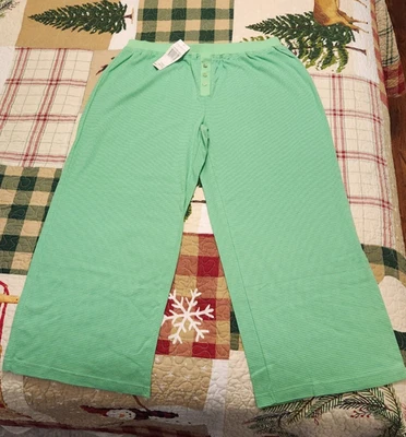 Tommy Hilfiger Mujer Verde y Blanco Algodón Rayas Pijama Pantalones Nuevos Con Etiquetas Foto 1 de 4