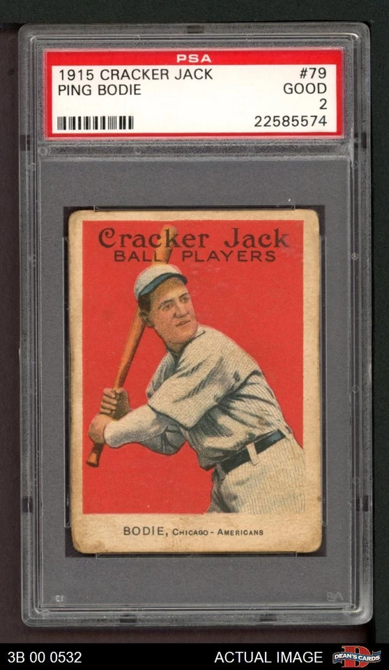 1915 Cracker Jack #79 Ping Bodie White Sox PSA 2 - GOOD - Image 1 of 2