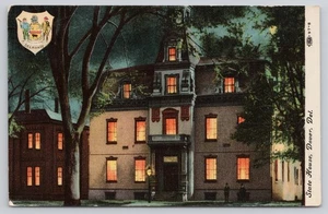 Dover Delaware State House at Night Vintage Postcard - Picture 1 of 2