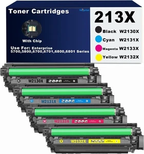For HP 213X W2130X Toner Set with Chip for Enterprise 5700 5800 6700 6800 BCMY - Picture 1 of 4