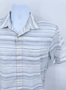 Marine Layer Men's Large 100% Cotton Button Down Shirt White Striped S/S - Picture 1 of 6