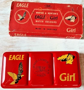Caja de pintura acuarela Winsor & Newton lata escasa águila niña edición años 50’s - Imagen 1 de 7