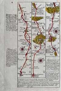 1720 Antique Road Map: High Wycombe - Oxford - Broadway. Owen & Bowen Shts 3/4 - Picture 1 of 3