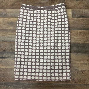 Boden Brown Geometric Pattern Lined Pencil 23" Stretch Skirt Size 6 Career Knee - Picture 1 of 19