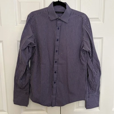 Sean John Men's Dress Shirt, Gray/Black Stripes, Regular Fit, 15.5 x 34/35 - Image 1 of 4