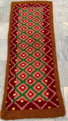 Alfombra suave sueca escandinava vintage de 2x5 pies alfombra Kilim colorida mullida para dormitorio Foto 1 de 4