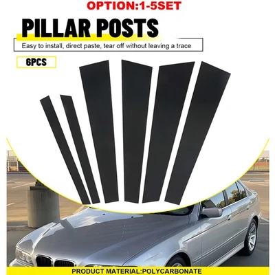 Cubierta de moldura de puerta de ventana postes de pilar negros para 97-03 BMW 540i 528i 530i 525i Deco Foto 1 de 4