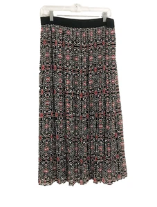 Women Midi Skirt 12 | L Pull On Elastic  Fairy Artsy Boho Pleated Lined Casual - Picture 1 of 7