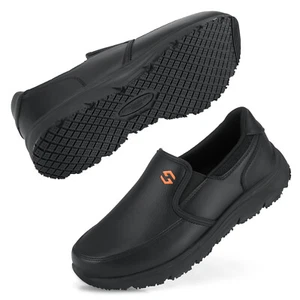 HISEA Men Non Slip Work Shoes Memory Foam Slip-On Food Service Kitchen Chef Shoe - Picture 1 of 30