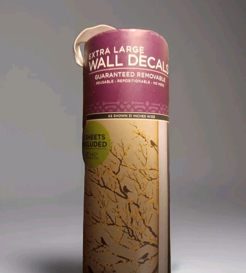 Blossom Tree With Birds Wall Decals 31”X40” 2 Sheets New Open Box Repositionabe - Image 1 of 4