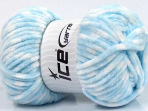4-Skein Lot Chenille Baby Colors Yarn Medium 4x100g/120m Baby Blue White - Picture 1 of 4