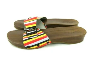 Dr Scholls Originals 10.5M Advanced Comfort Striped Buckle Wood Look Rubber Sole - Picture 1 of 5